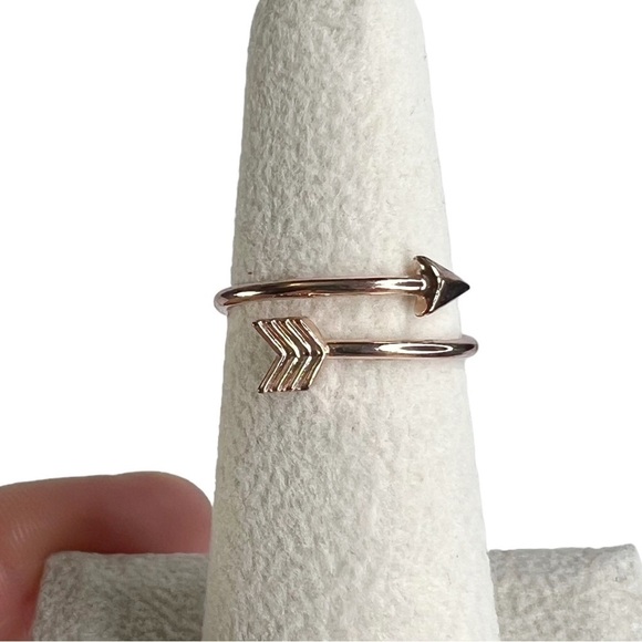 Rose Gold Tone Arrow Thin Dainty Band Wrap Ring - Picture 2 of 9
